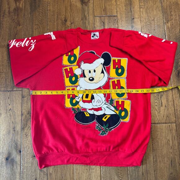 VTG 90s Disney Mickey Mouse Santa Christmas Sweatshirt The Walt Disney Company L - Picture 5 of 9